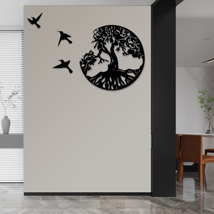 Buddha Stones Tree of Life Birds Creation Wall Art - 50*50cm - image 0
