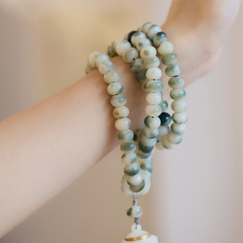 Buddha Stones Natural 108 Mala Beads Bodhi Seed Lotus Engraved Wisdom Tassel Bracelet - image 8