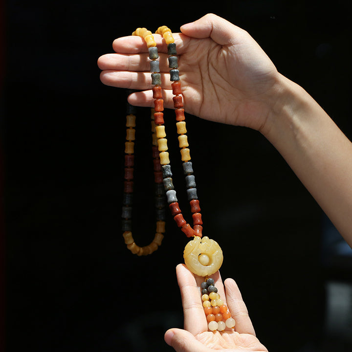 Buddha Stones Tibetan Golden Silk Jade Wealth Pendant Necklace - 4 - image 6