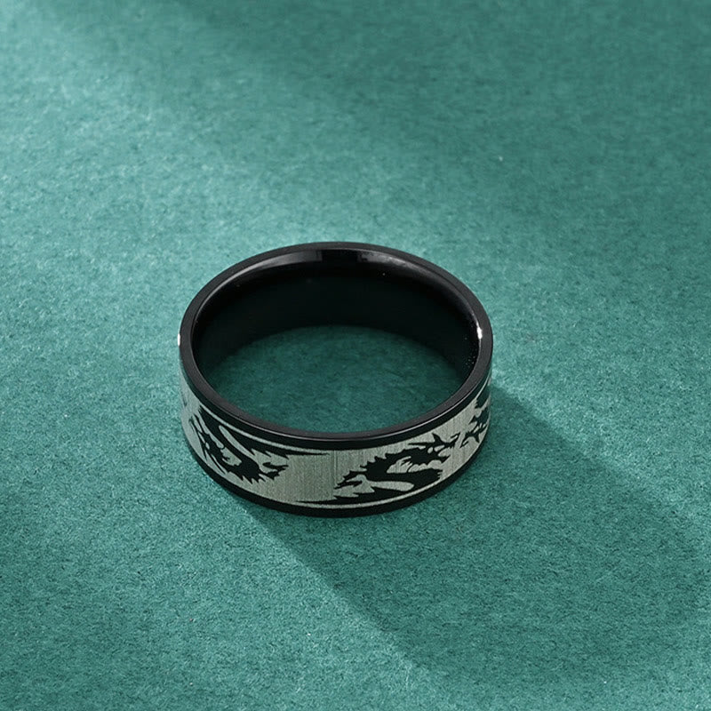 Buddha Stones Dragon Carved Protection Strength Titanium Steel Ring - image 6