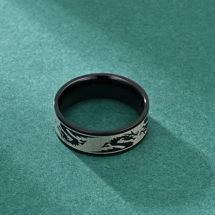 Buddha Stones Dragon Carved Protection Strength Titanium Steel Ring - image 6