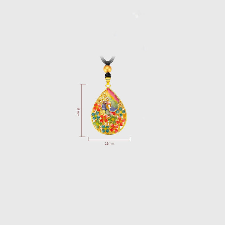 Buddha Stones Colorful Phoenix Flower Luck Strength Necklace Pendant - image 6