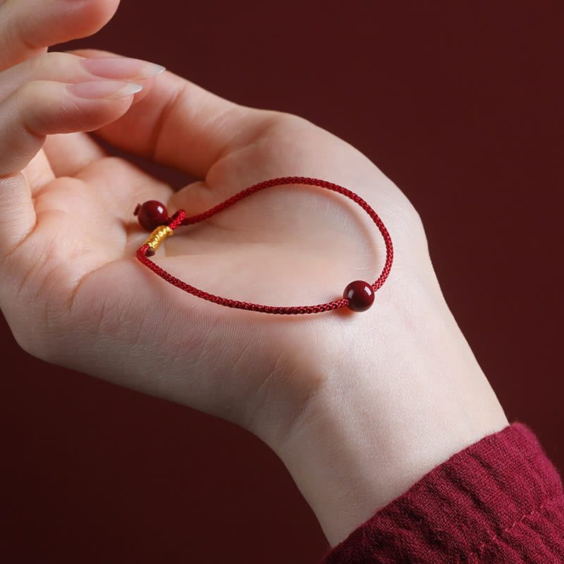 Buddha Stones Natural Cinnabar Red Agate Blessing Red String Bracelet - image 6