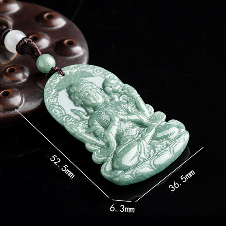 Buddha Stones Four-armed Avalokitesvara Natural Jade Amulet Blessing String Necklace - image 8