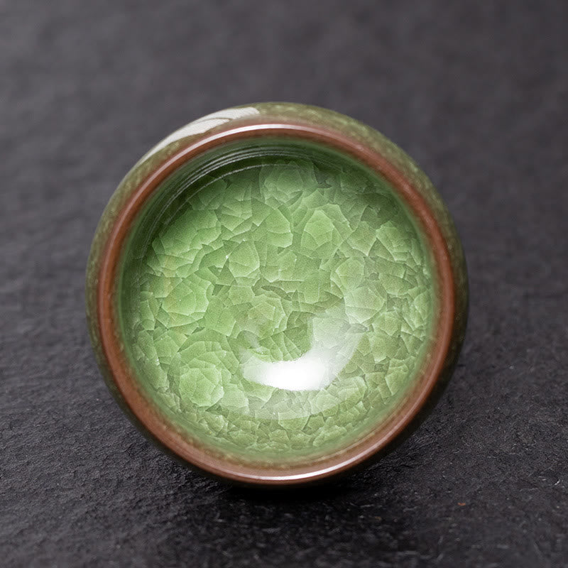 Buddha Stones Chinese Green Ice Crack Design Jianzhan Kiln Change Porcelain Teacup Kung Fu Tea Cup - 7cm*3.6cm*65ml - image 0