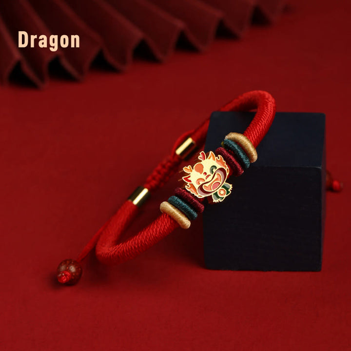 Buddha Stones Handmade 925 Sterling Silver Year of the Dragon Cute Chinese Zodiac Luck Braided Red Bracelet - Dragon(Wrist Circumference 14-19cm) - image 2