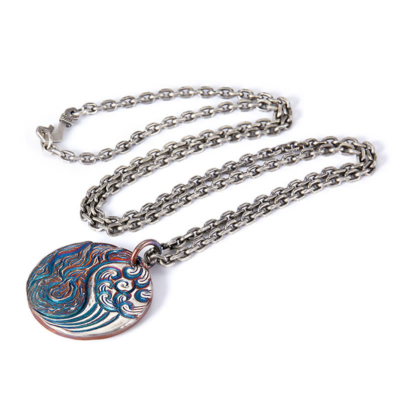 Buddha Stones 990 Sterling Silver Yin Yang Water and Fire Balance Necklace Pendant - image 12