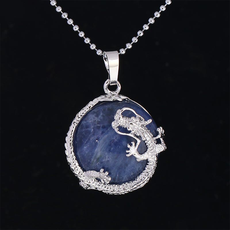 Buddha Stones Chinese Dragon Natural Quartz Crystal Healing Energy Necklace Pendant - Sodalite - image 18