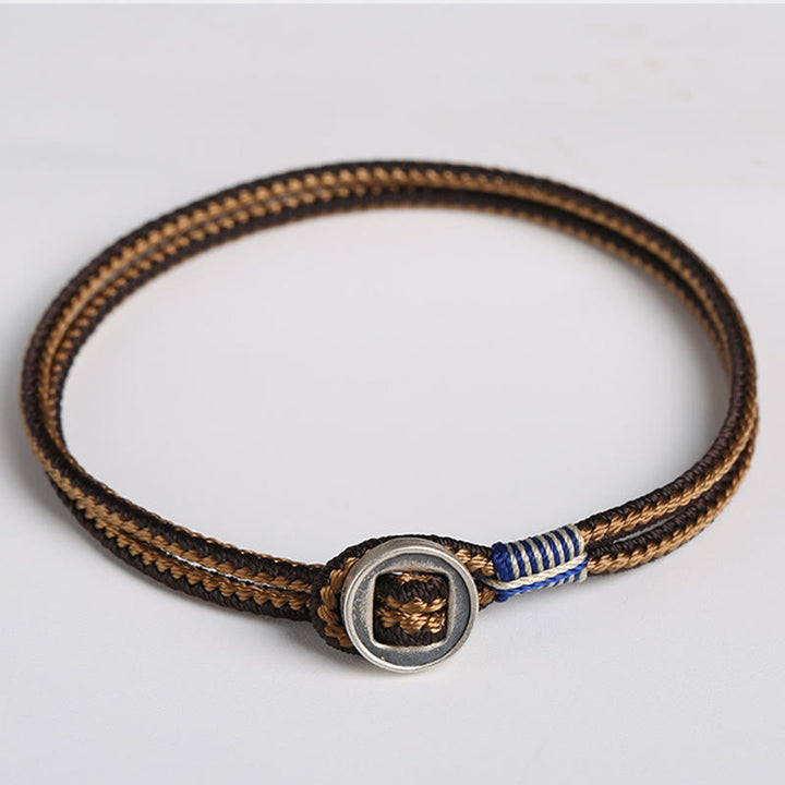 Buddha Stones  925 Sterling Silver Handmade Button Protection Weave String Bracelet - image 9