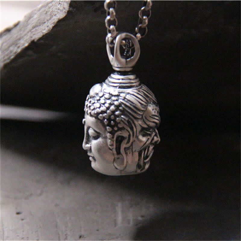 Buddha Stones 999 Sterling Silver Buddha Demon Serenity Necklace Pendant - image 4