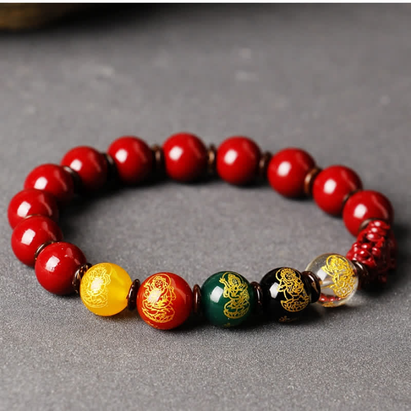 Buddha Stones God Of Wealth Cinnabar PiXiu Blessing Bracelet - image 1