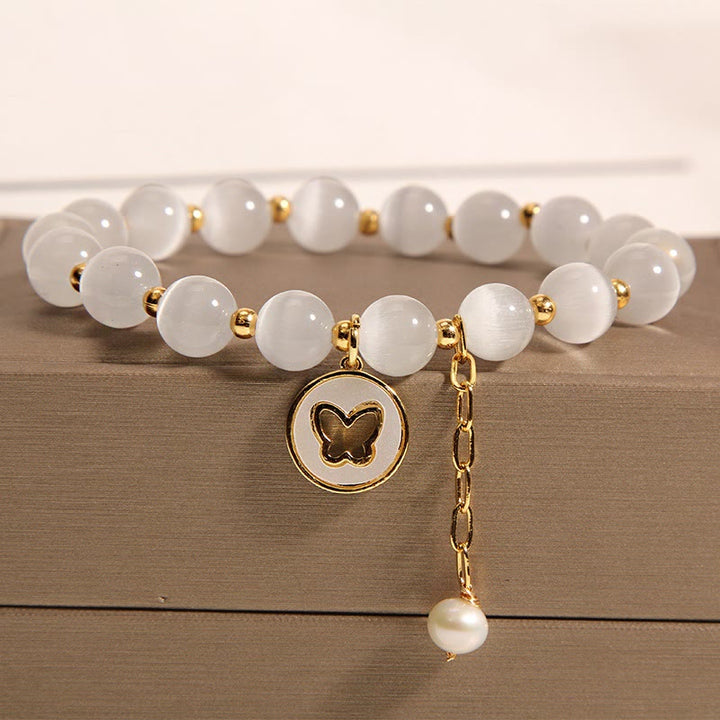 Buddha Stones Cat's Eye Butterfly Charm Love Bracelet - image 2