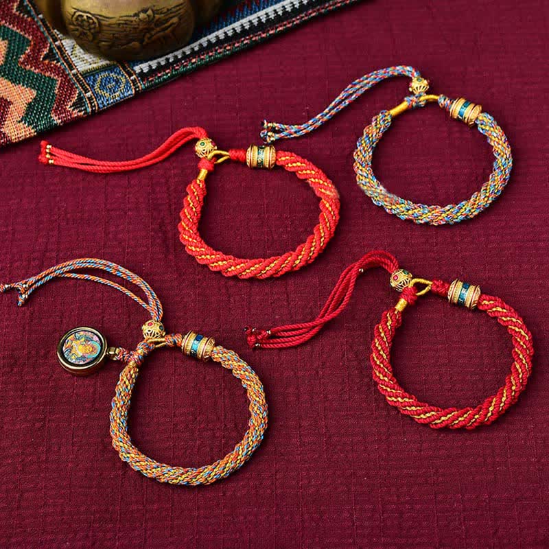 Buddha Stones Tibetan Handmade Luck Thangka Prayer Wheel Charm Weave String Bracelet - image 28