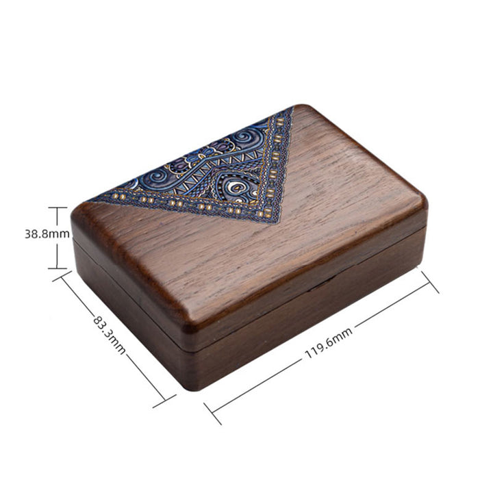 Vintage Handmade Black Walnut Wood Jewelry Storage Box With Mirror - image 20