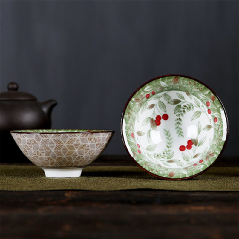 Buddha Stones Flowers Fu Character Mountains Lotus Cherry Blossoms Ceramic Teacup Kung Fu Tea Cup - Red Cherry Green Branches 8.5cm*4cm*90ml - image 38
