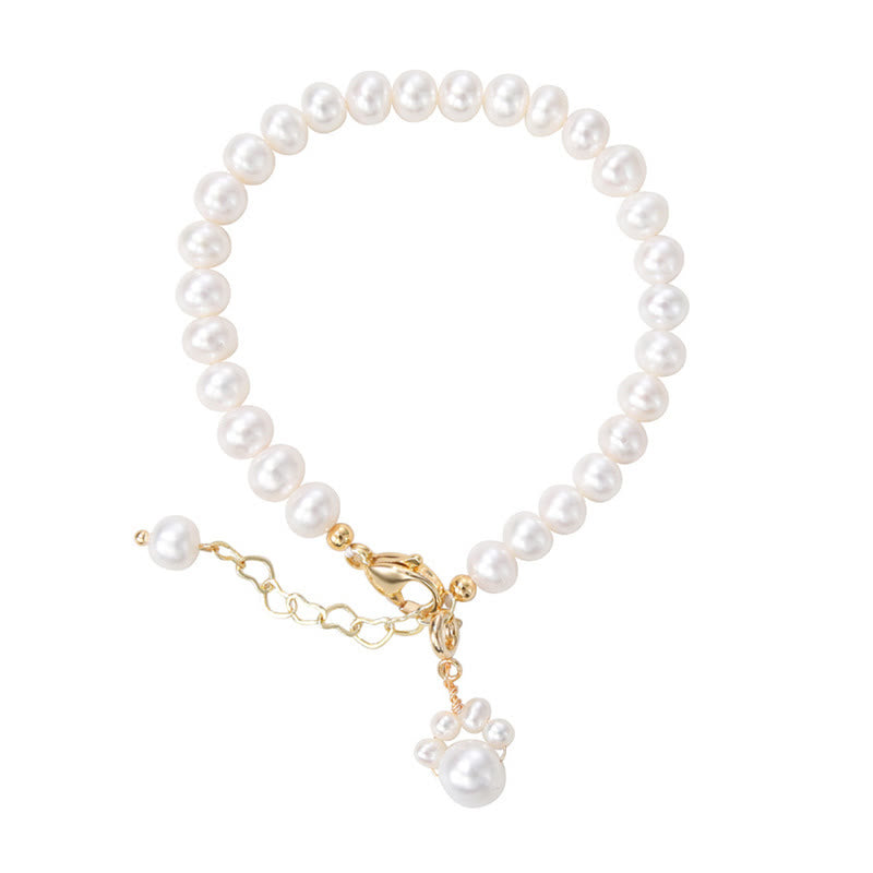 Buddha Stones Pearl Cat Paw Healing Chain Bracelet - image 9