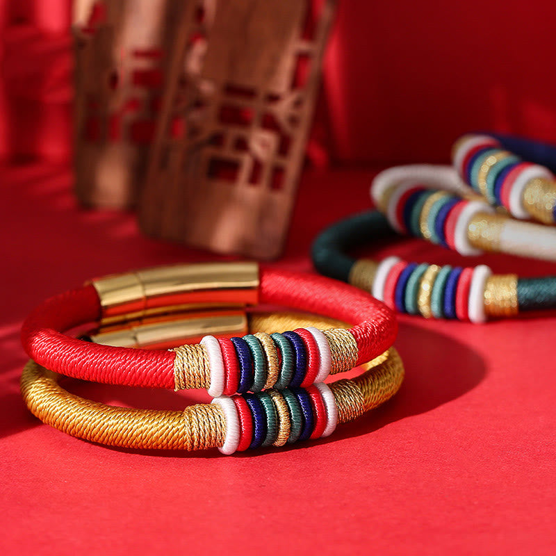 Buddha Stones Tibetan Handmade Colorful King Kong Knot Five Elements Luck Braid String Bracelet - image 0