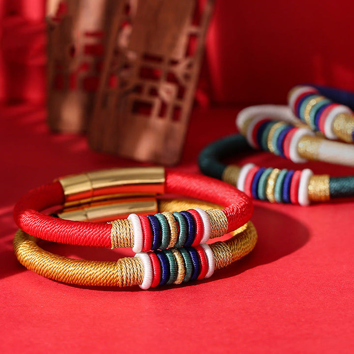 Buddha Stones Tibetan Handmade Colorful King Kong Knot Five Elements Luck Braid String Bracelet - image 0