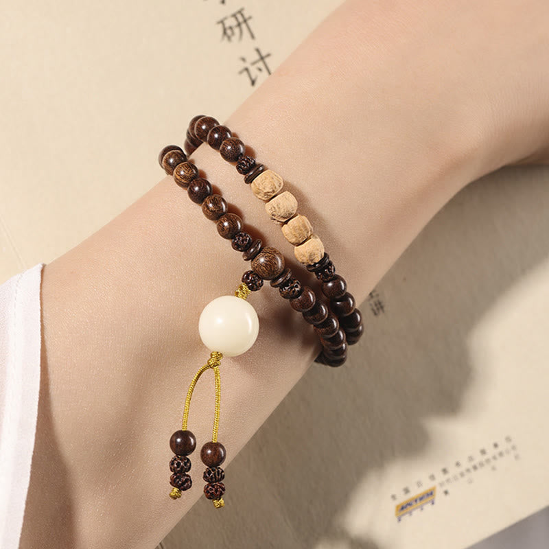 Buddha Stones Sandalwood Small Leaf Red Sandalwood Bodhi Seed Purification Double Wrap Bracelet - image 2
