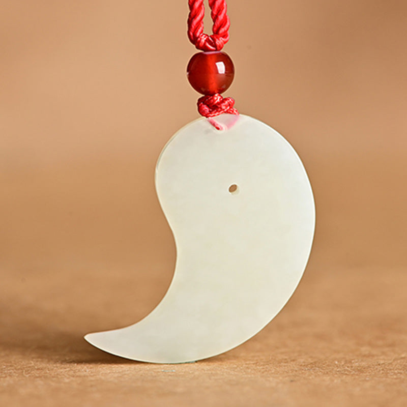 Buddha Stones Yin Yang White Jade Cyan Jade Protection Blessing Necklace String Pendant - image 9