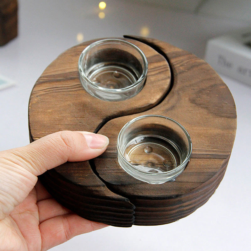 Buddha Stones Yin Yang Wood Candle Holder Meditation Rituals Use Items - image 8
