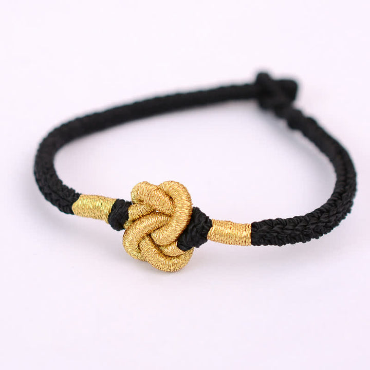 Buddha Stones Handmade Simple Design Chinese Knotting Luck Strength Braid String Bracelet - Lover's Knot - Black - 17cm - image 18
