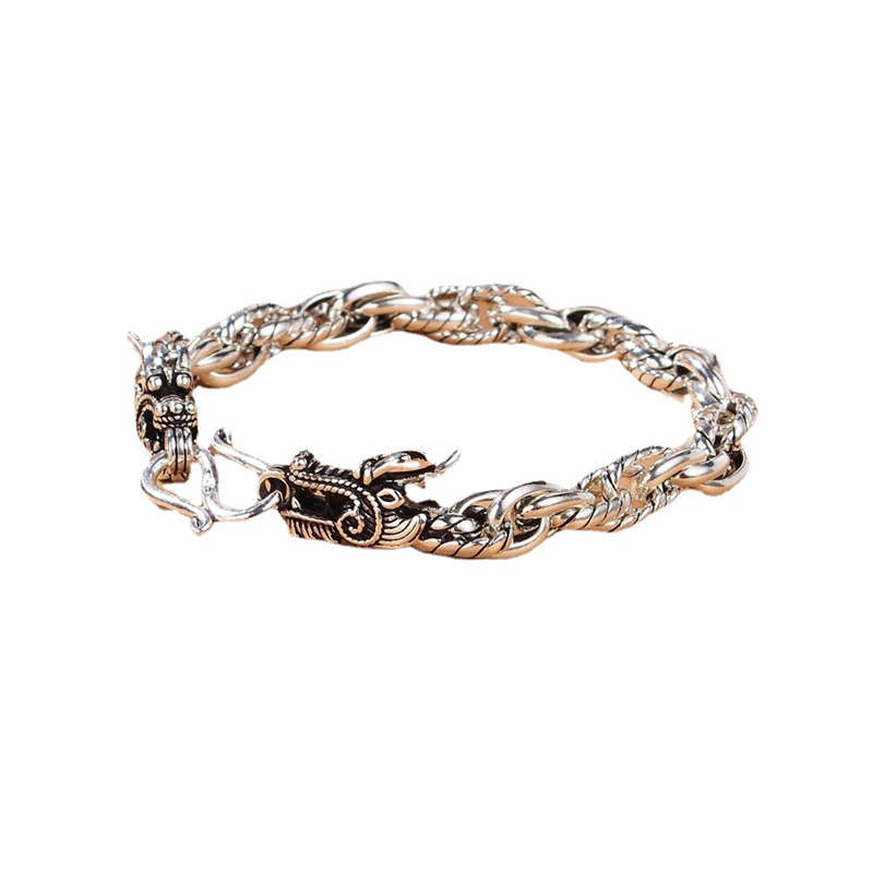 Buddha Stones 925 Sterling Silver Dragon Luck Protection Bracelet - image 6