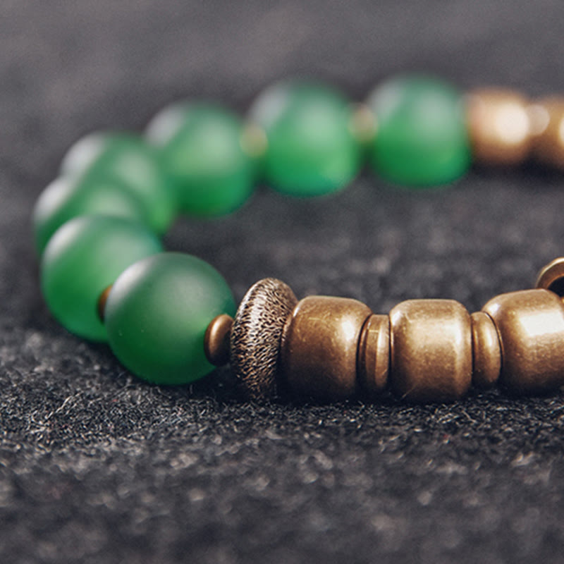 Buddha Stones Tibetan Red Agate Green Agate Copper Confidence Fortune Bracelet - image 11