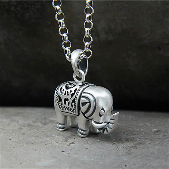 Buddha Stones 990 Sterling Silver Elephant Strength Necklace Pendant - image 8