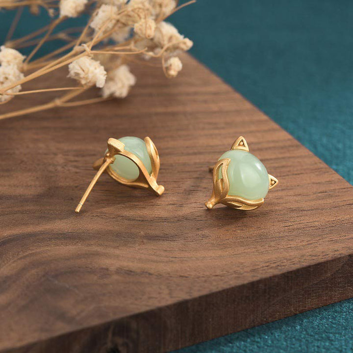Buddha Stones FengShui Jade Luck Earrings - image 2