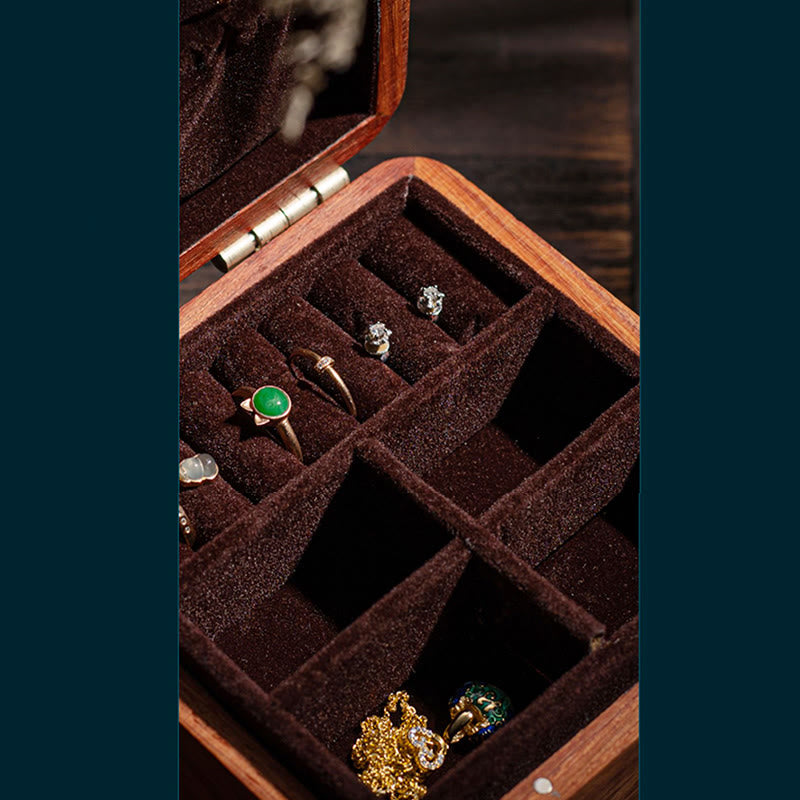 Antique Flower Leaf Handmade Rosewood Jewelry Storage Box Wooden Gift Organizer Box - image 11