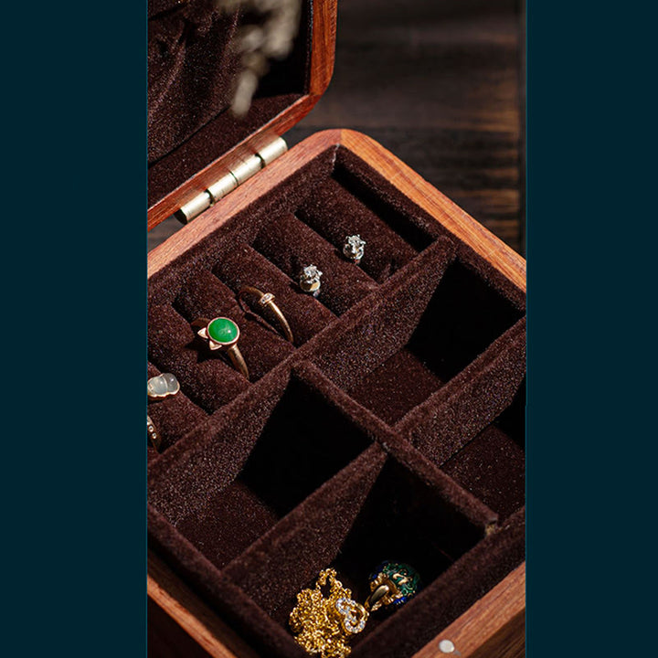 Antique Flower Leaf Handmade Rosewood Jewelry Storage Box Wooden Gift Organizer Box - image 11
