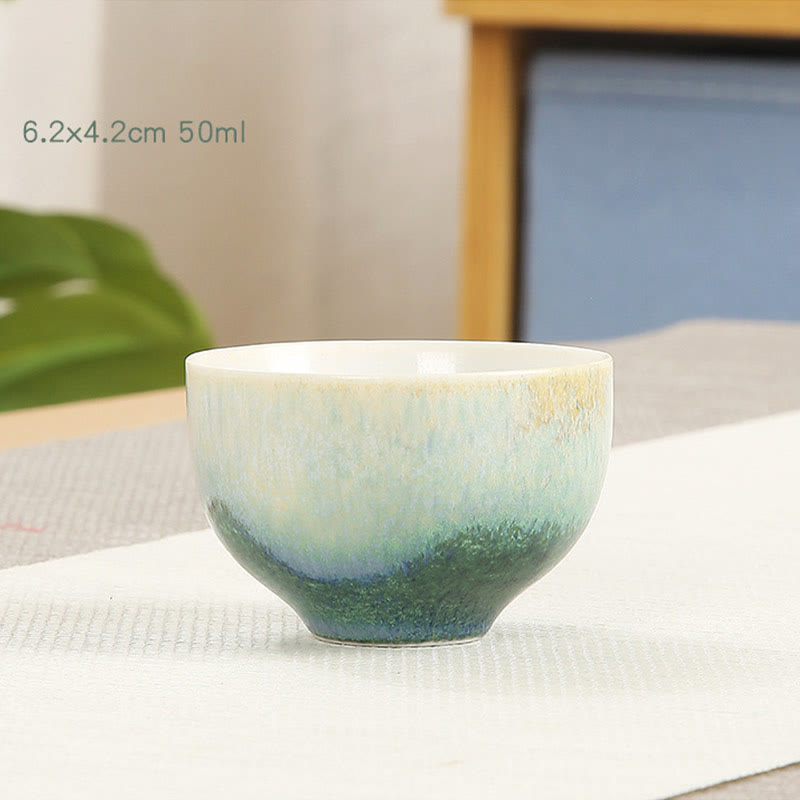 Buddha Stones Creative Green Ceramic Teacup Kung Fu Tea Cups - image 12