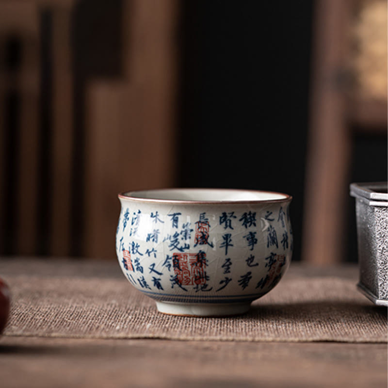 Buddha Stones Mountain Landscape Lotus Orchid Pavilion Gathering Ceramic Teacup Kung Fu Tea Cup - image 12