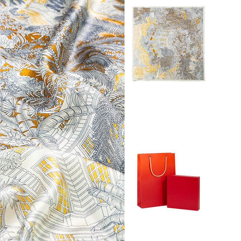 Buddha Stones Jungle Oil Painting Auspicious Clouds 100% Mulberry Silk Scarf Premium Grade 6A Double-sided Silk Neck Scarf - image 7