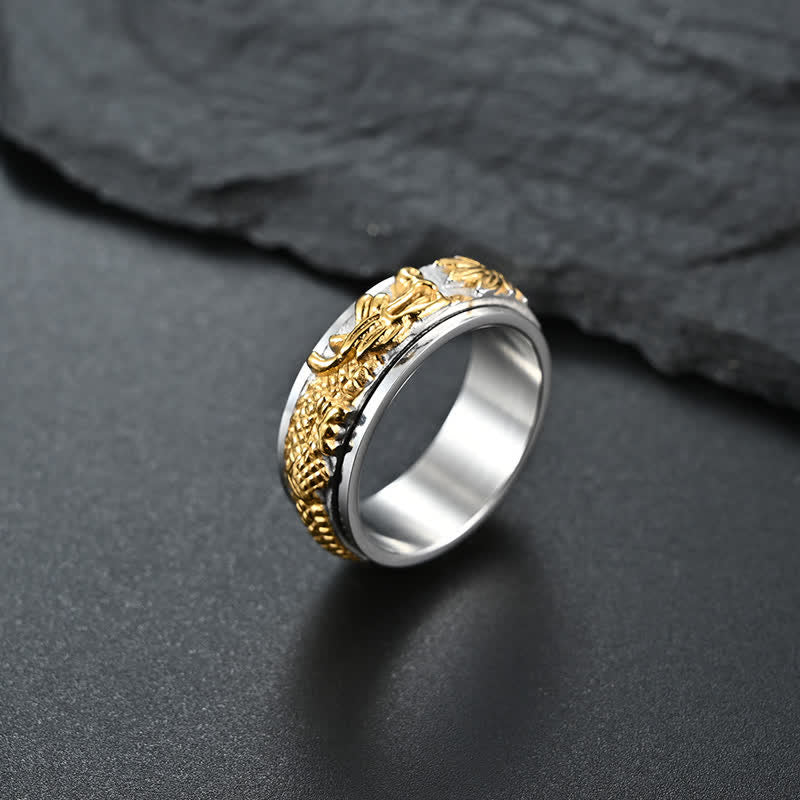Buddha Stones Dragon Titanium Steel Stimulation Rotatable Ring - image 2