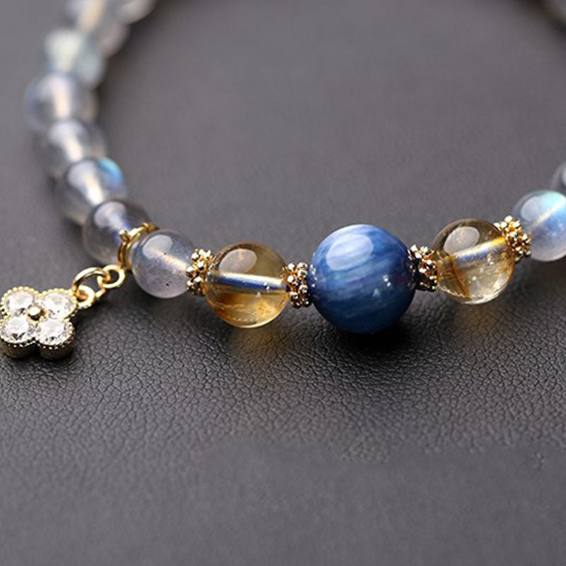 Buddha Stones Natural Moonstone Flower Chram Healing Beads Bracelet - image 8