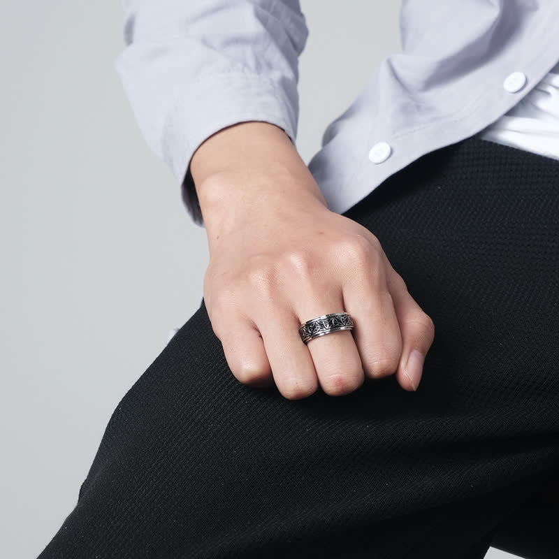 Buddha Stones  Triangle Knot Triquetra Titanium Steel Calm Rotatable Ring - image 3