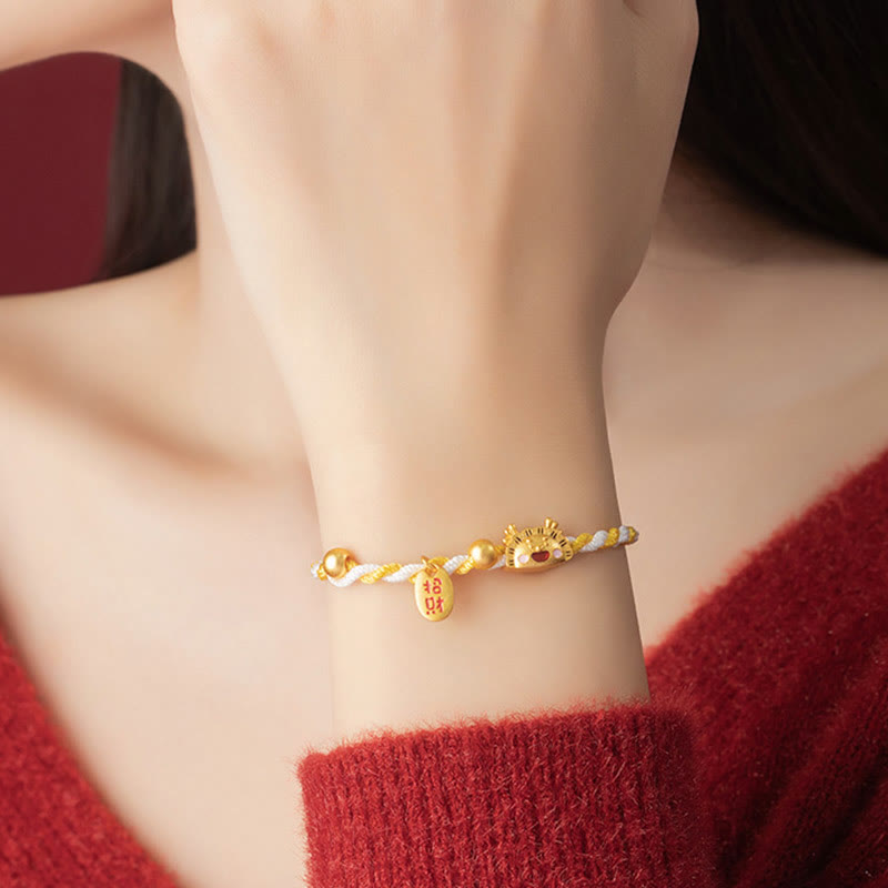 ❗❗❗A Flash Sale- Buddha Stones 925 Sterling Silver Year Of The Dragon Dumpling Design Attract Fortune Luck Braided Bracelet - image 7