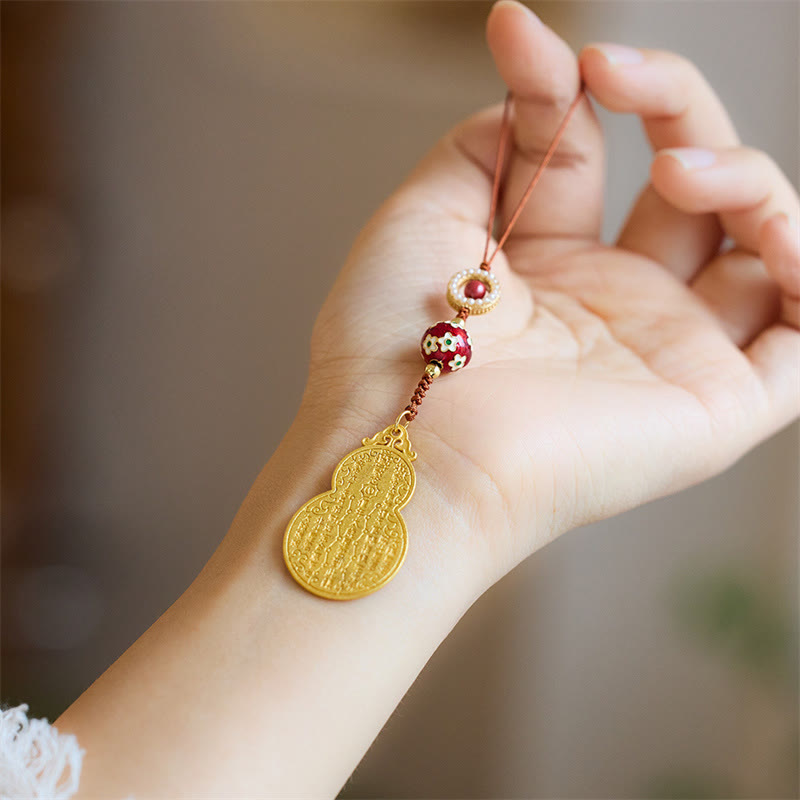 Buddha Stones Wu Lou Gourd Fu Character Tai Sui Amulet Fortune Phone Hanging Decoration Key Chain - image 6