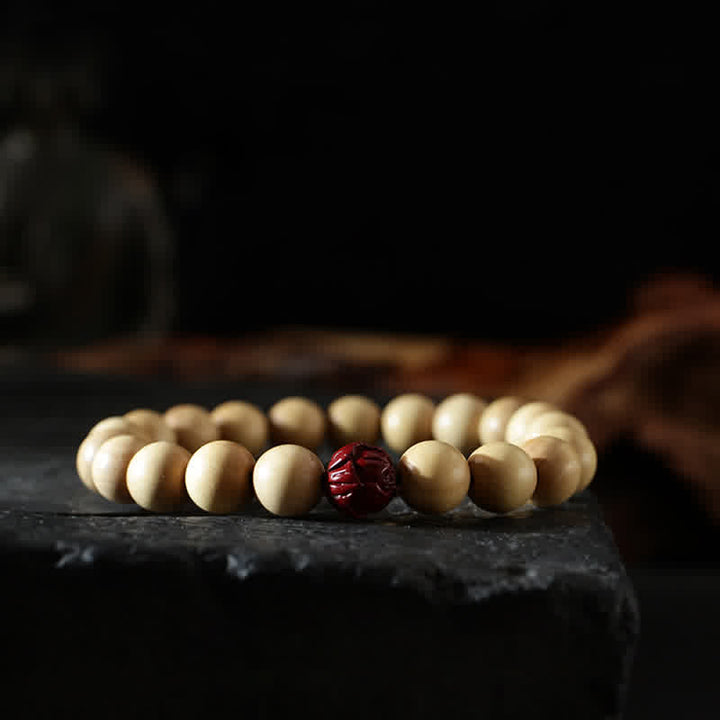 Buddha Stones Tibet Peach Wood Lotus Cinnabar Bagua Yin Yang Luck Wealth Bracelet - 10mm - Cinnabar (Calm ♥ Concentration) - image 9
