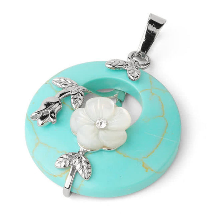 Buddha Stones Various Crystal Amethyst Green Aventurine Flower Healing Necklace Pendant - Turquoise - image 21