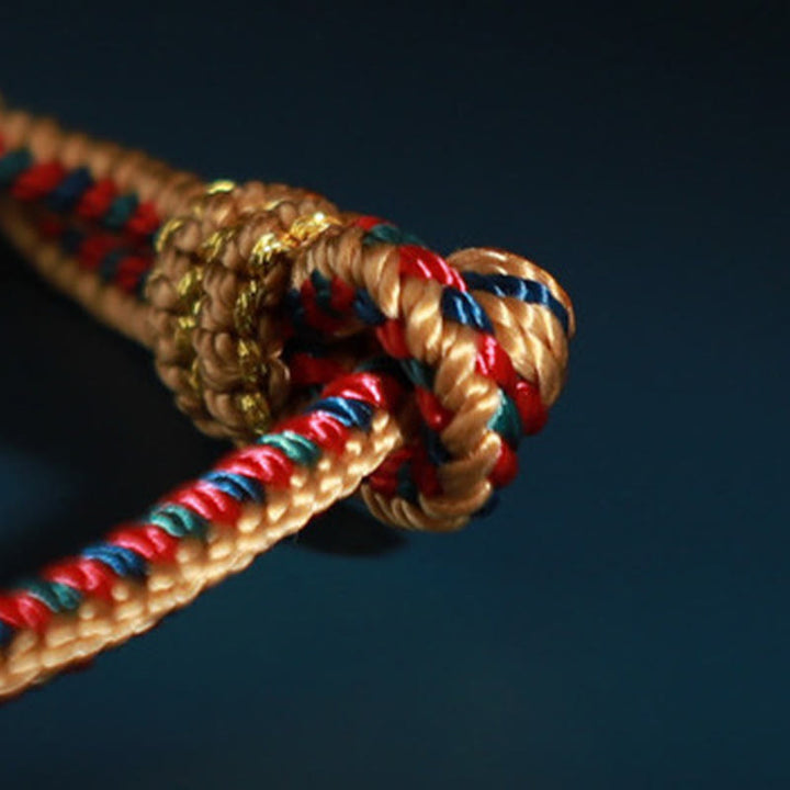 Buddha Stones Tibetan Handmade Eight Thread Peace Knot Prayer Wheel Braided Protection Bracelet - image 2