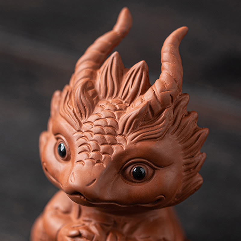 Buddha Stones Luck Dragon Wealth Tea Pet Purple Clay Figurine Decoration - image 12
