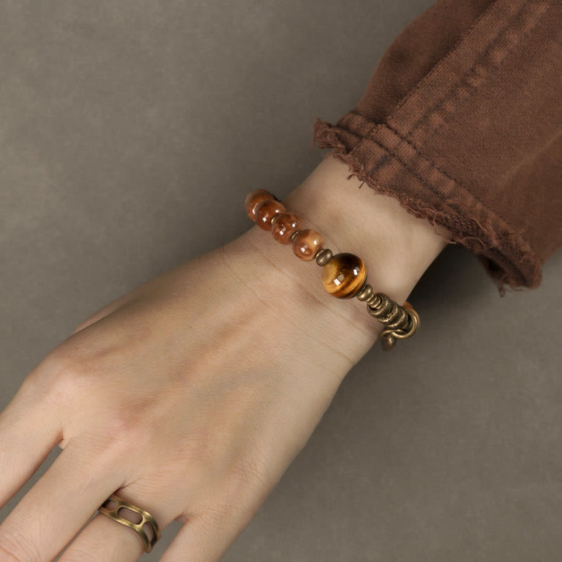 Buddha Stones Kuka Seed Tiger Eye Gold Sheen Obsidian Copper Wealth Luck Bracelet - image 5