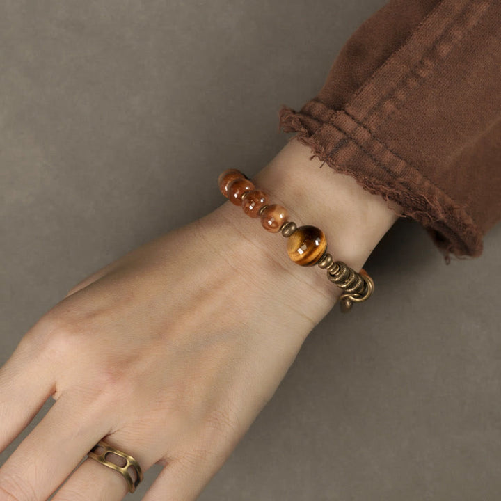Buddha Stones Kuka Seed Tiger Eye Gold Sheen Obsidian Copper Wealth Luck Bracelet - image 5