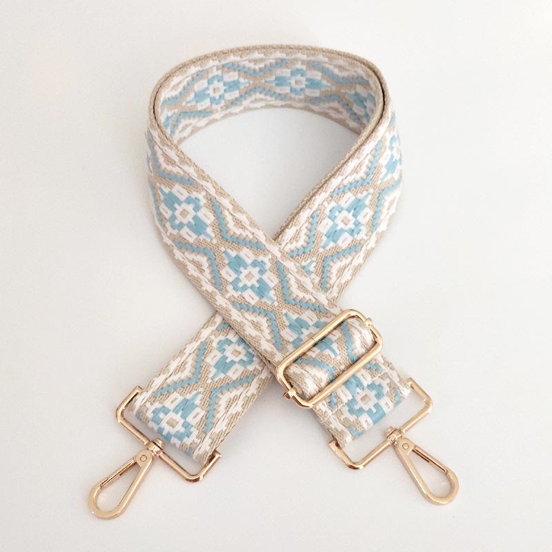 Buddha Stones Multicolor Embroidered Shoulder Bag Straps - White Light Blue Beige - image 19