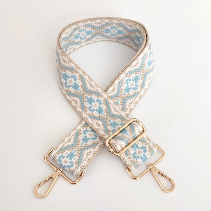 Buddha Stones Multicolor Embroidered Shoulder Bag Straps - White Light Blue Beige - image 19