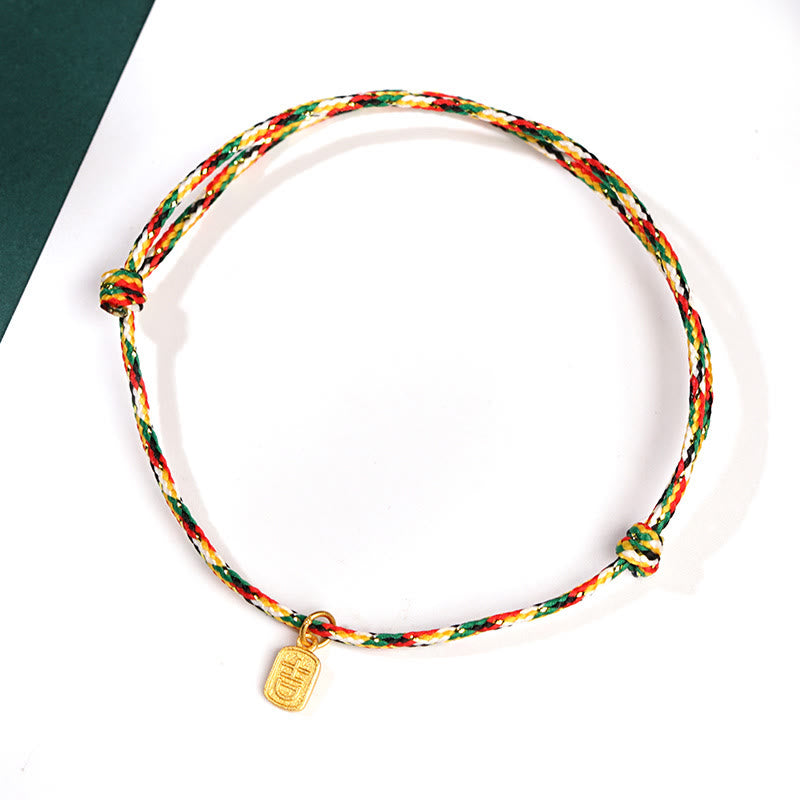 Buddha Stones Auspicious Fu Character Peace And Joy Luck Handmade Multicolored Child Adult Bracelet - Auspicious Colorful Rope - Adult(Wrist Circumference 17-22cm) - image 1