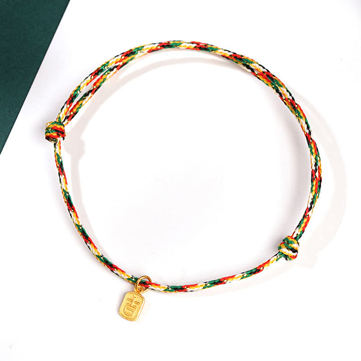 Buddha Stones Auspicious Fu Character Peace And Joy Luck Handmade Multicolored Child Adult Bracelet - Auspicious Colorful Rope - Adult(Wrist Circumference 17-22cm) - image 1